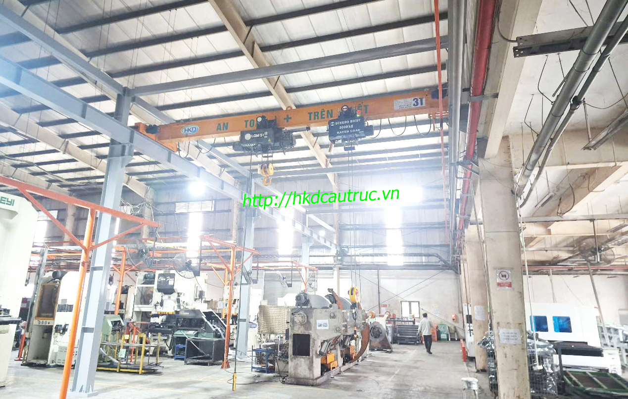 Cầu trục dầm đơn 3 tấn hai Pa lăng