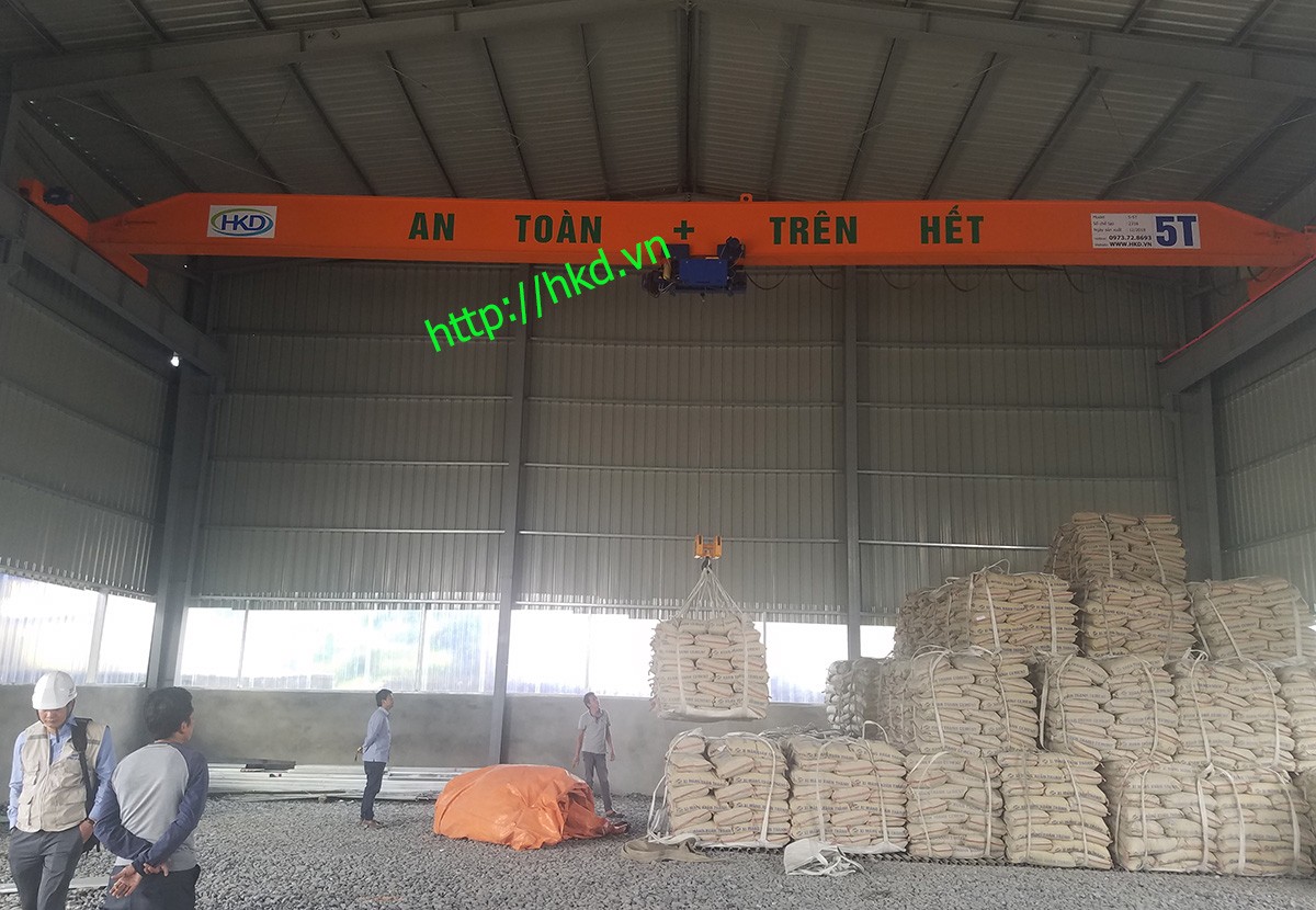 Cầu trục dầm đơn 5 tấn thử tải, kiểm đinh