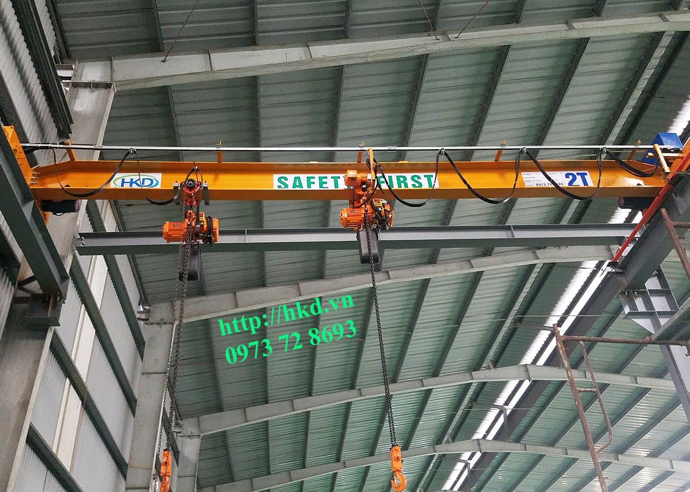 cầu trục dầm đơn sử dụng 2 Palang trên một dầm