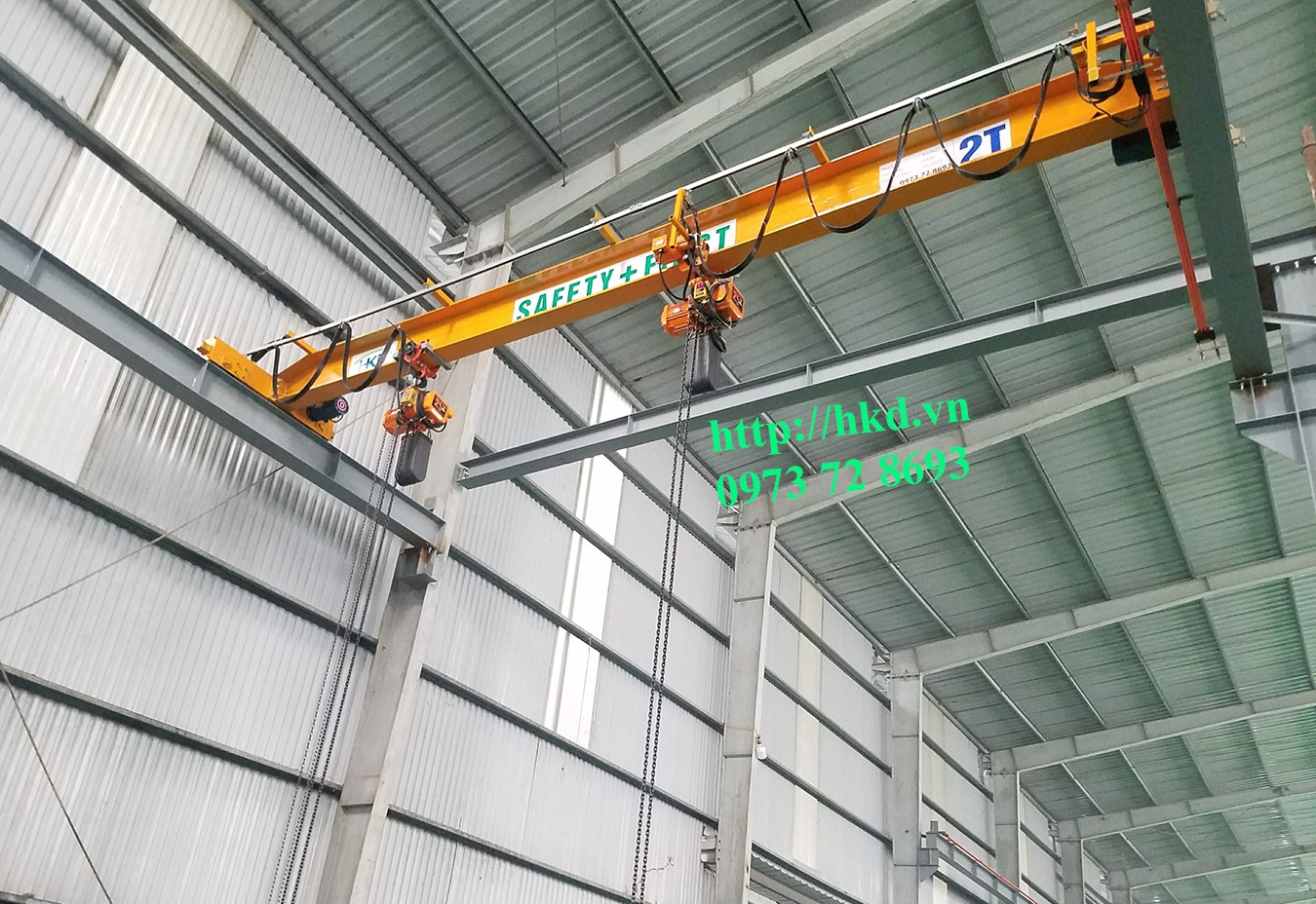 cầu trục dầm đơn 2 x 2 tấn lắp tại hưng yên